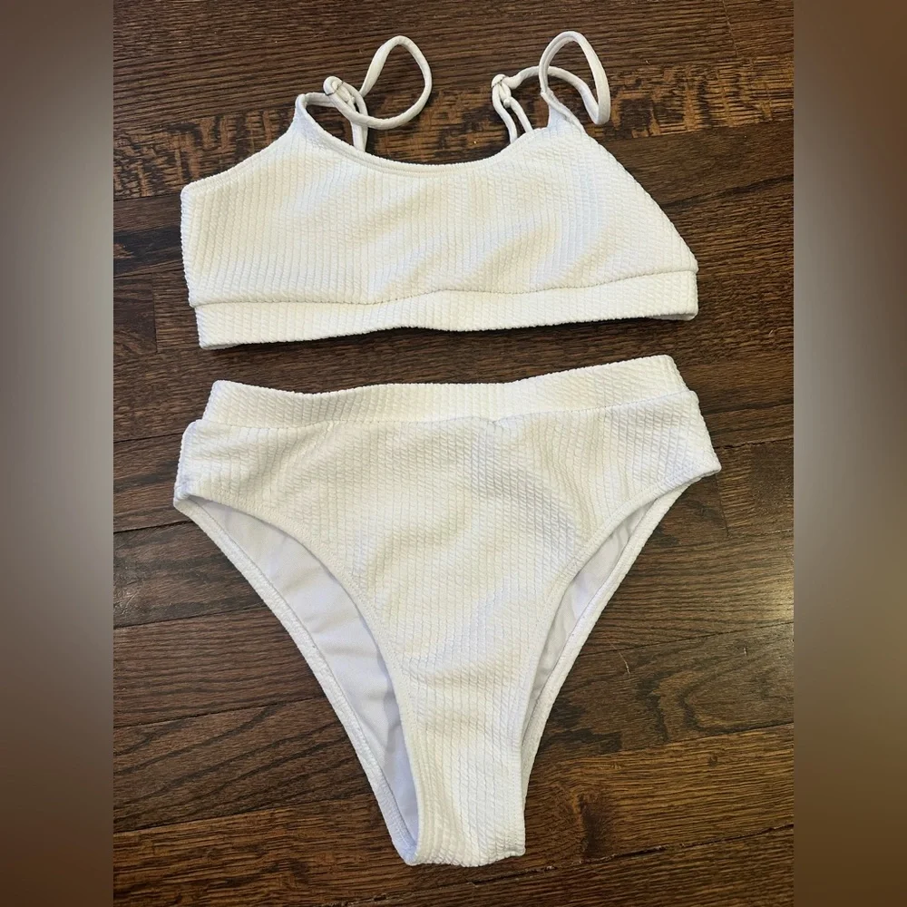 White Ribbed Bikini Set - Picture 3 of 6